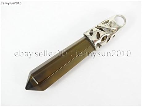 Natural Gemstones Long Hexagonal Pointed Reiki Chakra Pendant Beads Healing Smoky Quartz-1 Piece Pendant