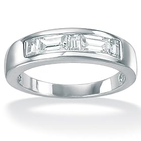 Mens DiamonUltra&trade; Cubic Zirconia Platinum Over Sterling Silver Ring: Jewelry
