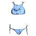 Ayliss Women Tie Dye Bandage Push up Padded Bikini Set with Side-tie Bottom US4-6 Blue