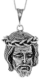 Sterling Silver 1 9/16 (40mm) Jesus Pendant