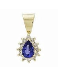 14K Yellow Gold Tanzanite and Diamond Pendant -- LIFETIME WARRANTY