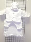 Cpk1bk, Any One Looking for a Gift for Little Boy or Girl, Please Look At the Following, Knitted on Hand Knitting Machine White Chenille, Finished By Hand Crochet Cardigan Sweater, Pant, Hat Set with Matching Gita Blanket: Available in Sizes 0-6mo, 6-12mo, 12-18mo, 18-24mo
