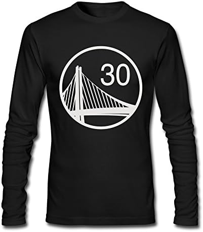 Men's 30 Warriors Stephen Curry Logo T-Shirts Black Long-Sleeve