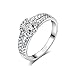 Zealmer Rhodium plated Round Cut Diamond Accent Cubic Zirconia CZ Split Shank Wedding Bridal Ring