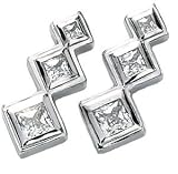 Stunning! 14k White-gold 11/3CTTW Very Good Brilliant Moissanite 3-Stone Earrings