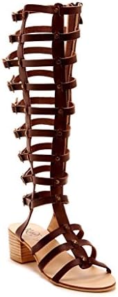 Modern Rebel Moonstar Womens Fashion Heeled Gladiator Sandals, Brown, Size 8, US