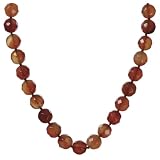 14k Yellow Gold 14mm Faceted Carnelian Beaded Necklace, 18
