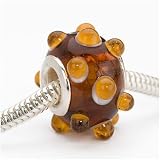 Murano Style Glass Lampwork Bumpy Bead Fits Pandora Brown Amber Rootbeer 16mm (1)