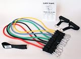 New Premium Quality Saber Bands Exercise Resistance Bands Tubes with Door Anchor and Exercise Chart.