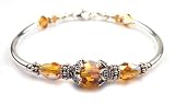 Topaz November Birthstone Bracelets: Handmade in .925 Sterling Silver with Swarovski Crystal Birthstones