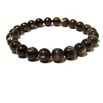 Mica Bracelet 02 Stretch 8mm Round Black Gold Sheen Natural Gemstone Genuine Stone