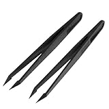 uxcell ツイザー　防静電ツイザー　2個 ESD　木　　ポイントチップ　防磁性　ハンドツール