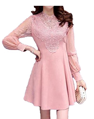 ナナコレクション Nana_Collection 秋 春 ミニ ワンピース スエード調 刺繍 レース バルーン袖 aライン パーティー ドレス 結婚式 二次会 大人 お呼ばれ 長袖 レディース エレガント