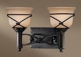 Minka Lavery 5972-1-138, Aspen II Reversible Glass Wall Vanity Lighting, 2 Light, 200 Watts, Bronze