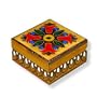 5258 Wooden Box, Handcrafted Keepsake Box, Clear Wood with Flower Design, 3.25"x3.25".
