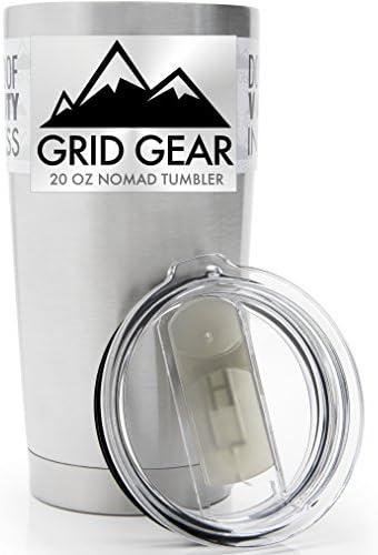 20 Ounce Tumbler, Double Wall Vacuum Insulated Stainless Steel, Grid Gear Nomad (20 oz Slide-Close Lid)
