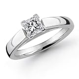 14K 1/3 Carat Princess Cut Solitaire Diamond Ring (I-J; I1-2)