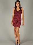 Shirred Bust Cocktail Length Formal for Bridesmaid Formal Prom