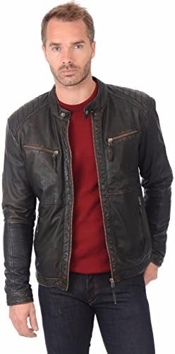 Lamb Leather Men's Lambskin Leather Motorcycle Biker jacket - Medium