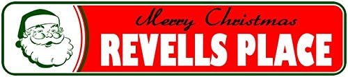 REVELLS PLACE Personalized Merry Christmas Santa Novelty Lastname Sign - 6 x 24 Inches