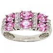 White Gold Ring Pink Sapphire & Diamond Gems Size 5.5