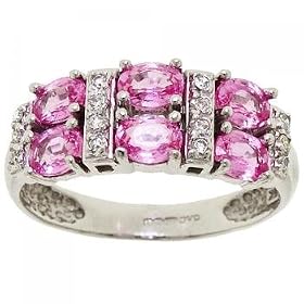 hite Gold Ring Pink Sapphire & Diamond Gems
