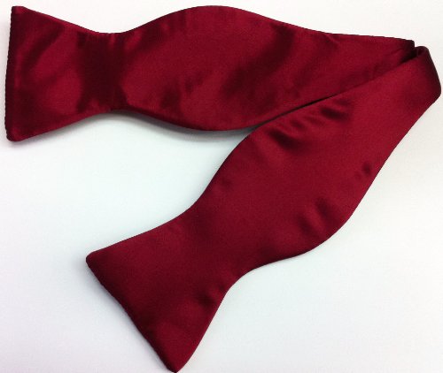 100% Pure Silk Self Tie Solid Burgundy Bowtie with Adjustable Neck