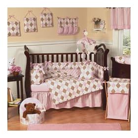 Baby and Kids Clothes Laundry Hamper for Pink and Brown Argyle Bedding Sets