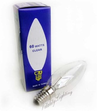 60W Clear E14 European Base Incandescent Chandelier Light Bulb 130V (12/pack)