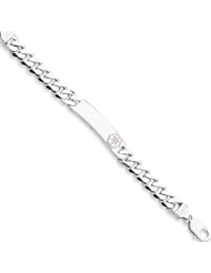 Sterling Silver Non-Enameled Medical Id Curb Link Bracelet