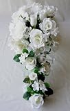 20" Silk Rose Pearl Hyacinth Wedding Bouquet - Cream
