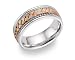 14K Solid Gold Tri-Color Braided Wedding Band Ring