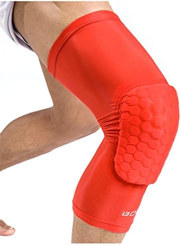 Techkoo Basketball Knee Brace Protector Compression Leg Sleeve, Red L