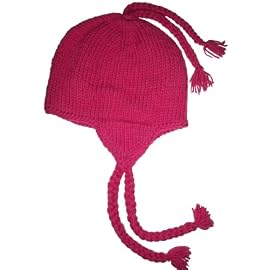 Authentic Soul Wool Ear Flap Sherpa Ski Hot Pink Crochet Hat