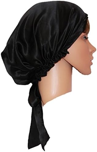 Ayiyoy 100% Mulberry Silk Soft Bonnet Sleep Cap Black