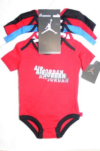 Nike Jordan Infant New Born Baby Lap Shoulder Bodysuit Romper 5 Pieces Set; 0-6 Months; Assorted Color and Graphic Jumpman Logo; New (9-12 Month)