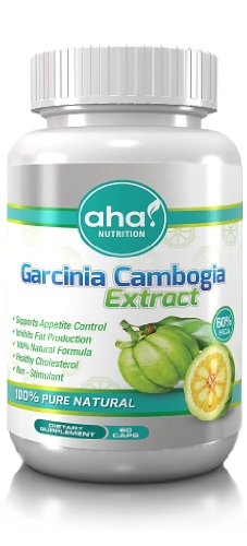 Aha! Garcinia Cambogia Extract, All Natural Weight Loss, 60% HCA with Potassium and Calcium. Clinically Proven, GMP Certified Extract, Zero Fillers. 1300mg - 60 Capsules Per Bottle, Full 30-day Supply.
