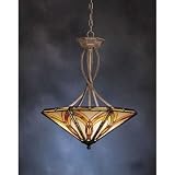 Tiffany Amber Glass Inverted Pendant Chandelier