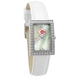 MLB Cincinnati Reds Ladies Allure Watch White Leather Strap