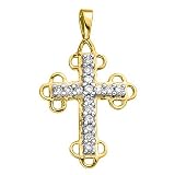 10K Yellow Gold 1/5 ct. Diamond Cross Pendant with Chain