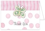 3D Butterfly With Pink Dots Baby Thank You Cards - Set of 20