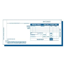 TOPS BUSINESS FORMS Sales Slip, 7-7/8 x 3-1/4, Carbonless Triplicate, 100 Loose Form Sets/Pack (Office Product)