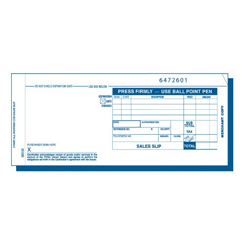 TOPS Credit Card Sales Slips, 3.25 x 7.785 Inch, 3-Part,