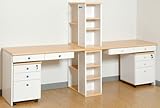 JKプラン 学童デスク ツインデスク3点セット ホワイト&ナチュラル wd-118