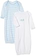 SpaSilk 100% Cotton Lap Shoulder 2-Pack Gown - Boy Stripe Print