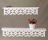 2 piece Distressed White Carved Wall Shelves