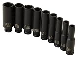 Sunex SUN1812 9 Piece 1/4 Drive Deep Metric Socket Impact Set