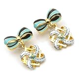 Blue Bow Drop Earrings