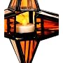 6-Point Glass Star Lantern Tealight Holder with Antique Metal Frame - Orange