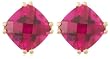 10k Yellow Gold, July Birthstone, Created-Ruby Earrings